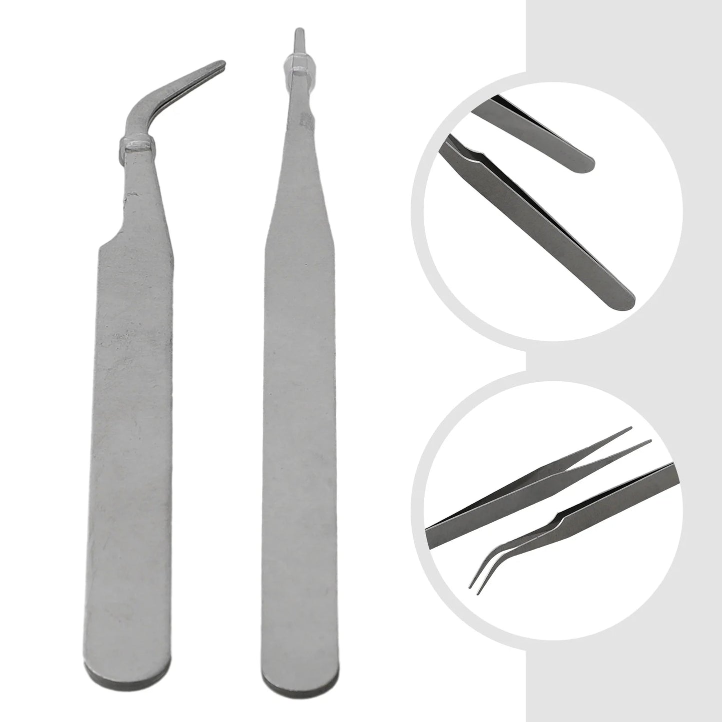 Stainless Steel Mini Tweezers Dismantling Repair Tool Curved Straight