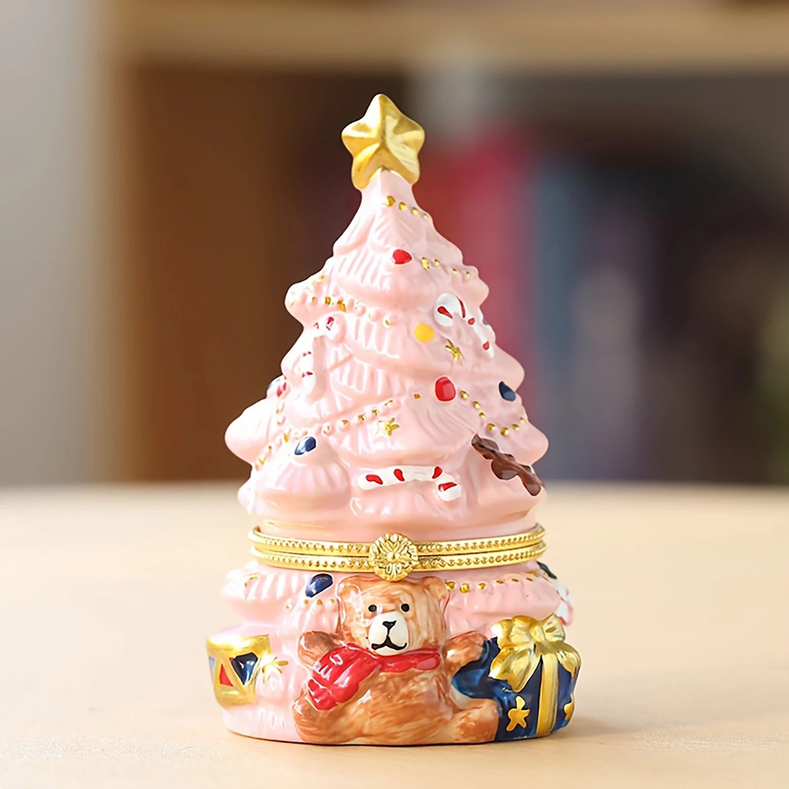 Christmas Tree Jewelry Trinket Box Fine Craftsmanship Creative Treasure Case Candy Box Suitable for Holiday Parties Desk Peaceful Pleasures Health and Wellness