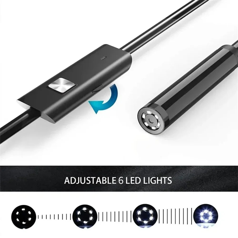 7mm Type-C Endoscope Camera IP67 | 6 LED Flexible Borescope
