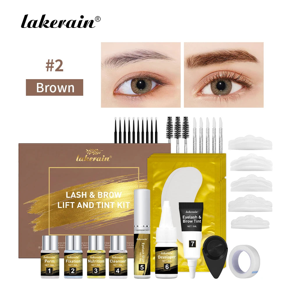 Pro Lash And Brow Tinting Kit For Lash Brow Lift Perm Fixation Setting Curled Lashes Long-lasting Set 4-6 Weeks Lash Curler Perm Peaceful Pleasures Health and Wellness set 2