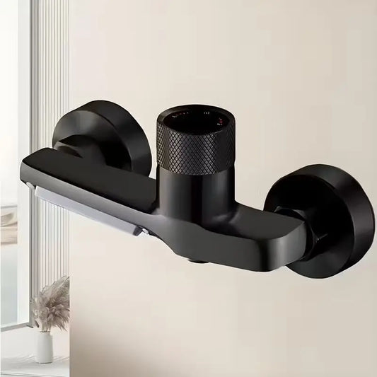 Matte Black Wall-Mounted Bathtub Shower Mixer Faucet Shower Mixer Faucet Peaceful Pleasures Health and Wellness Black