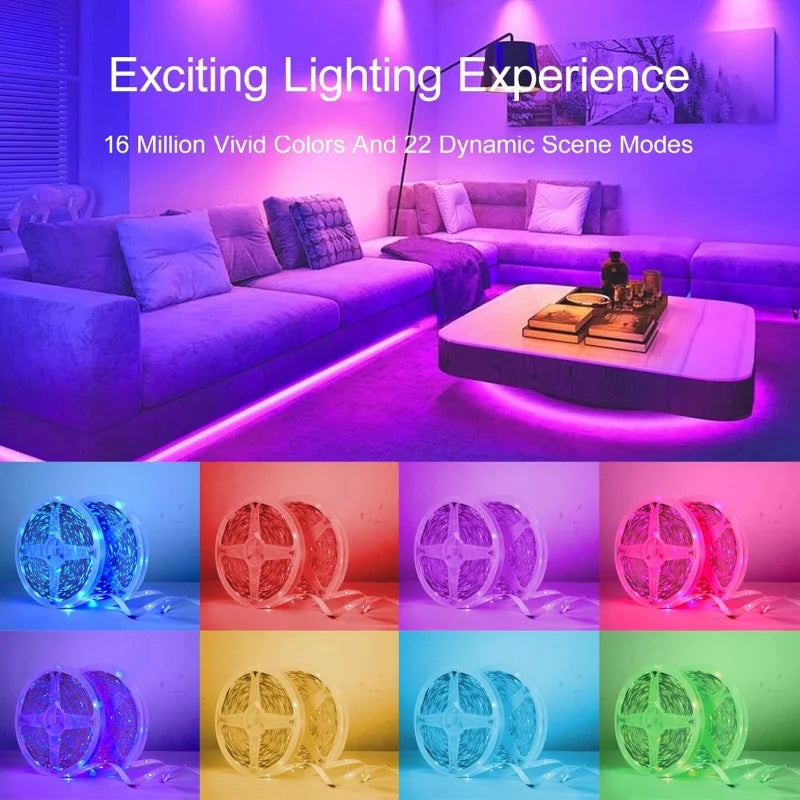 RUNTOIN RGB LED Strip Lights 2–20M USB 5050 App Remote Control