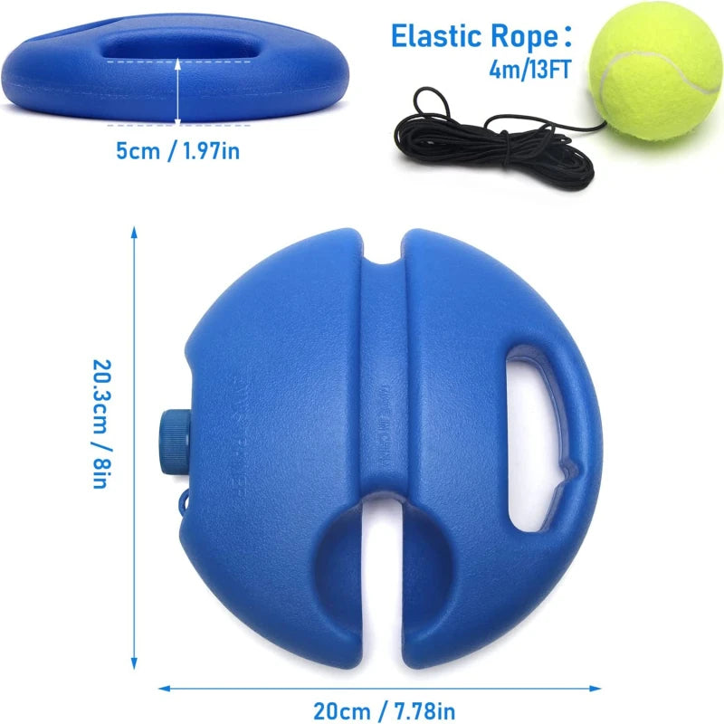 Tennis Training Aid Heavy Duty Base with Elastic Rope Self Practice Rebound Trainer Ball Partner Sparring Device Peaceful Pleasures Health and Wellness