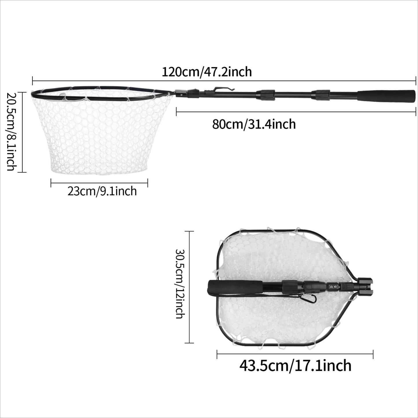 Telescoping Fishing Landing Net – Aluminum Alloy, Folds to 55cm