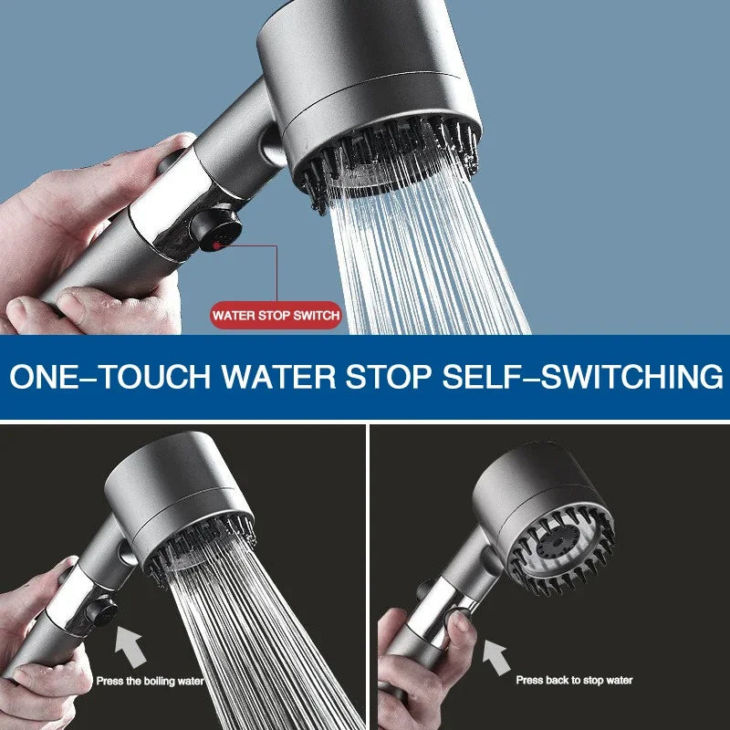 3-Mode High Pressure Filter Shower Head with Massage Brush
