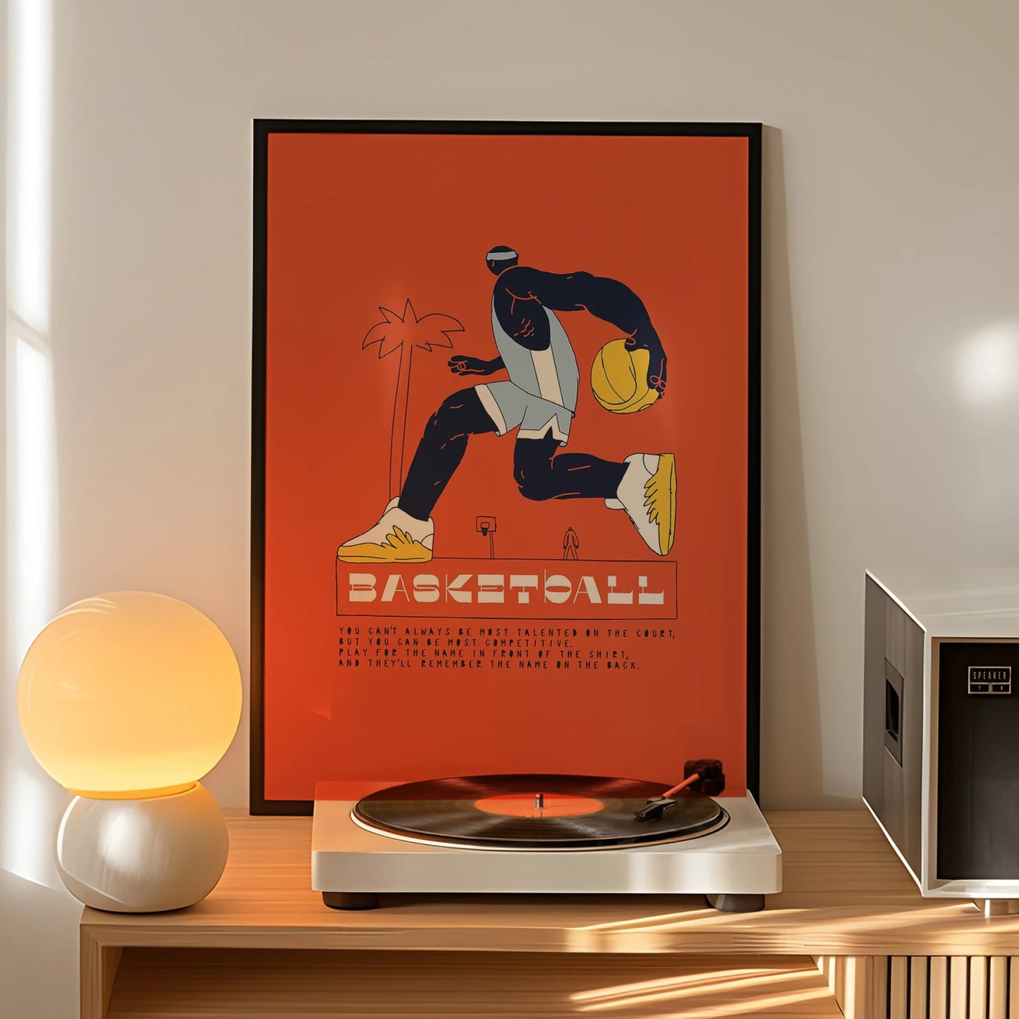 Modern Orange Basketball Canvas Wall Art Poster | Home Decor