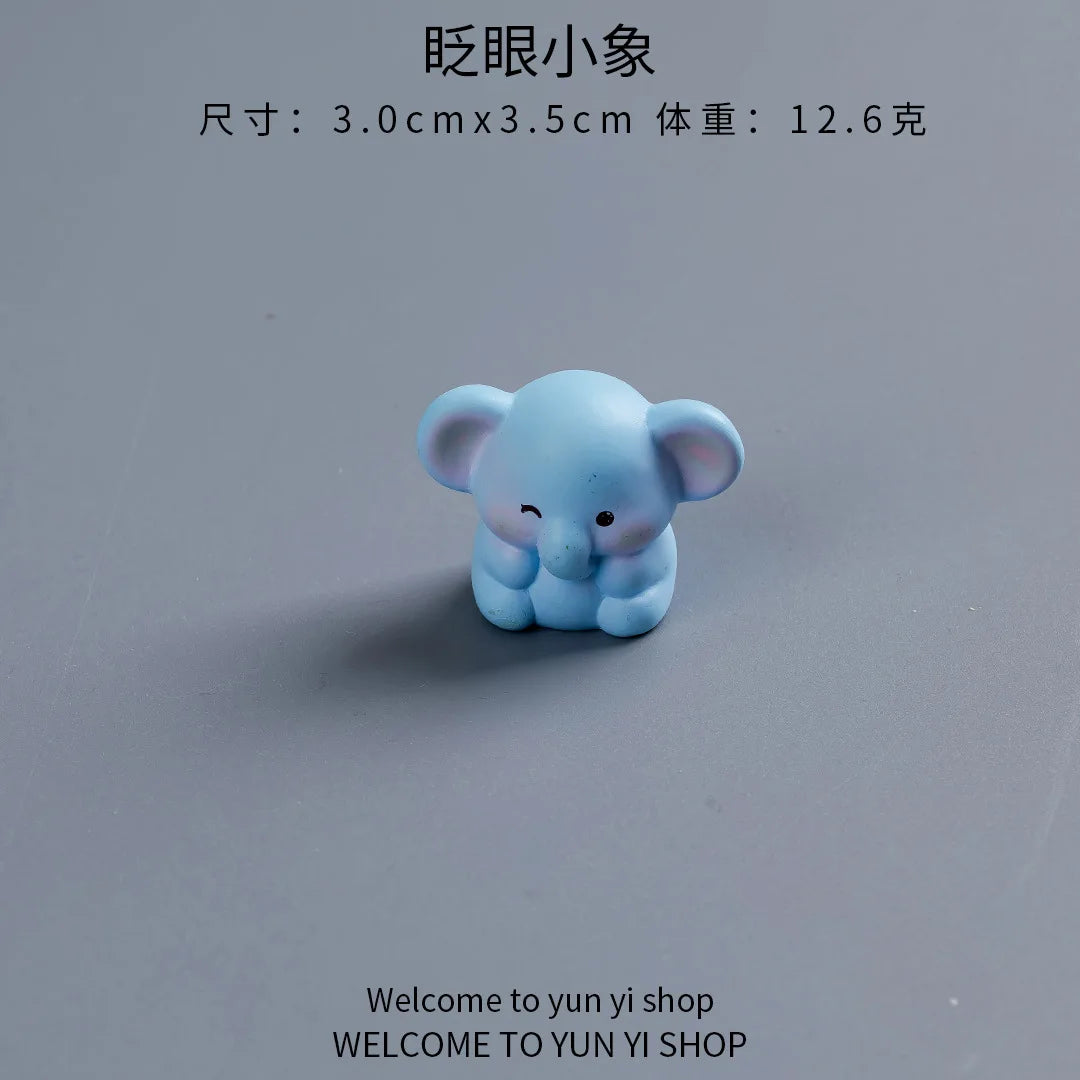 Cartoon Cute Blue Elephant Micro Landscape Desktop Decorative Ornaments Mini Elephant DIY Gadgets Decorative Figurines Decor Peaceful Pleasures Health and Wellness Wink elephant