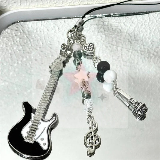 Guitar & Microphone Keychain Bag Charm | Music Lover Gift Keychain Bag Charm Oasis Select
