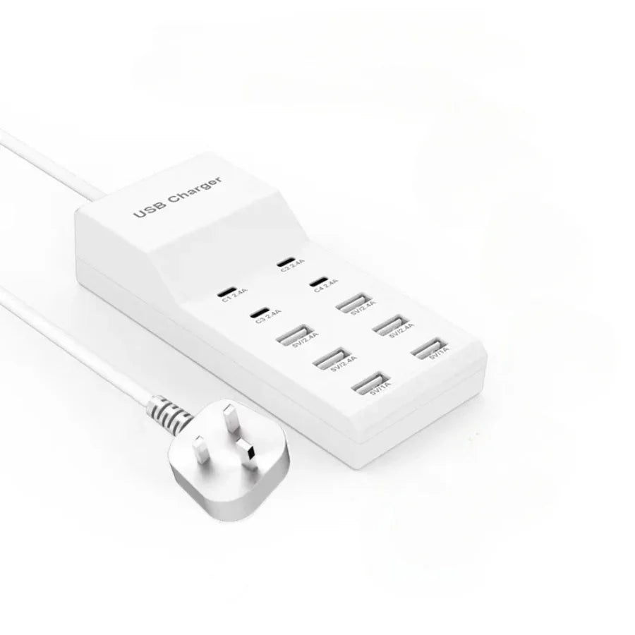 10-Port USB Charging Station 5V 15A | Desktop Hub EU US UK