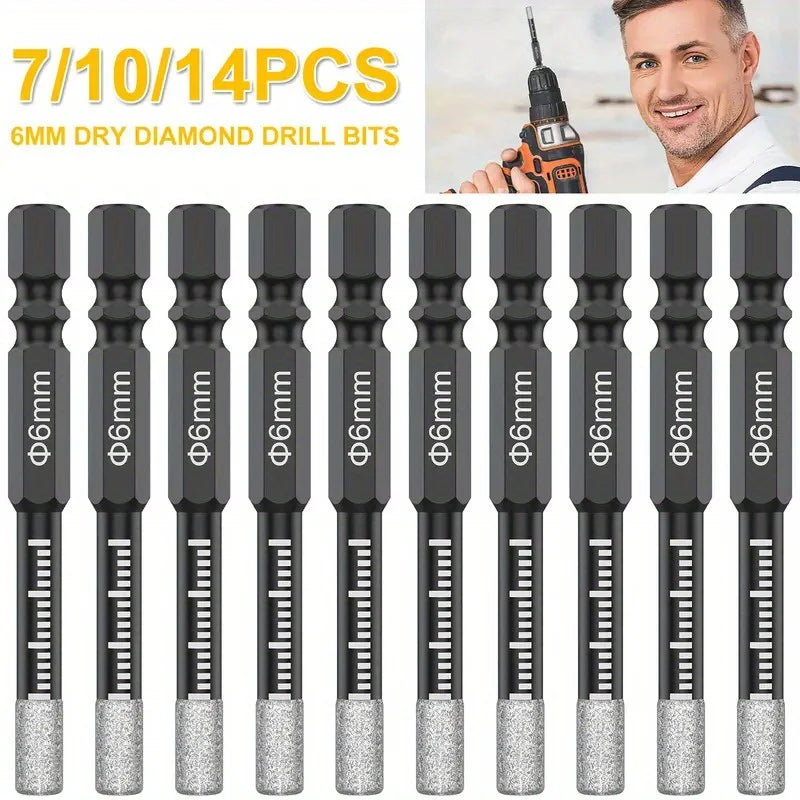 New 6/8/10/12mm Heavy-Duty Diamond Drill Bit Set Vacuum Brazed Hex Diamete for Porcelain Granite Marble Tile Drilling Bits Set Peaceful Pleasures Health and Wellness