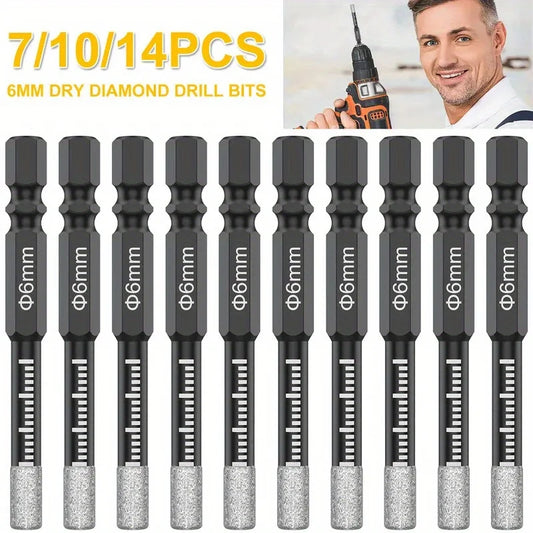New 6/8/10/12mm Heavy-Duty Diamond Drill Bit Set Vacuum Brazed Hex Diamete for Porcelain Granite Marble Tile Drilling Bits Set Peaceful Pleasures Health and Wellness