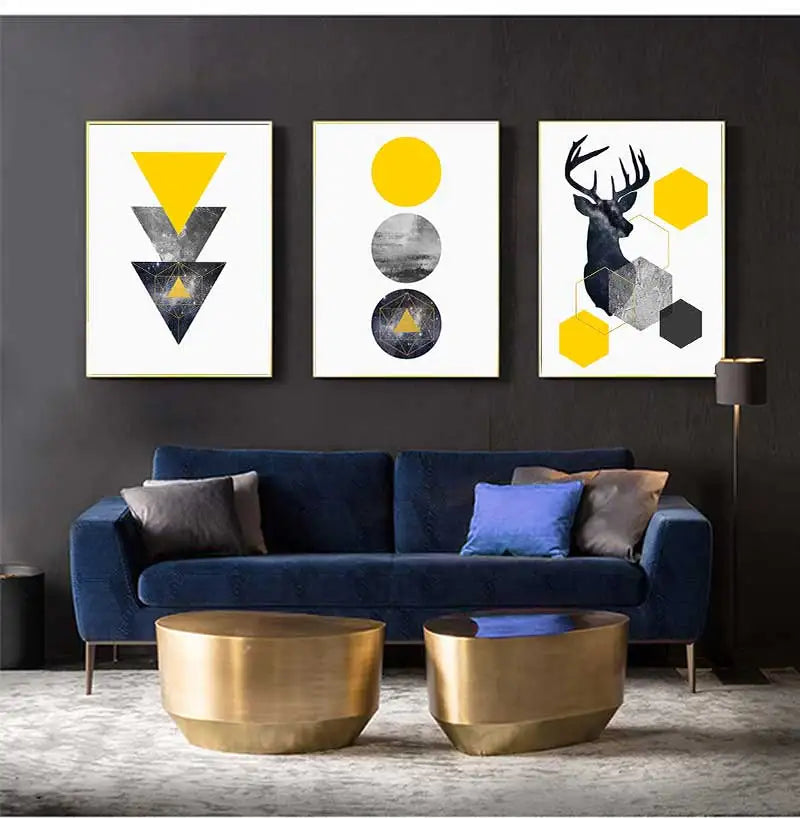 Painting for Living Room No Framed Nordic Style Geometric Starry Abstract Deer Wall Art Print Picture Canvas Peaceful Pleasures Health and Wellness