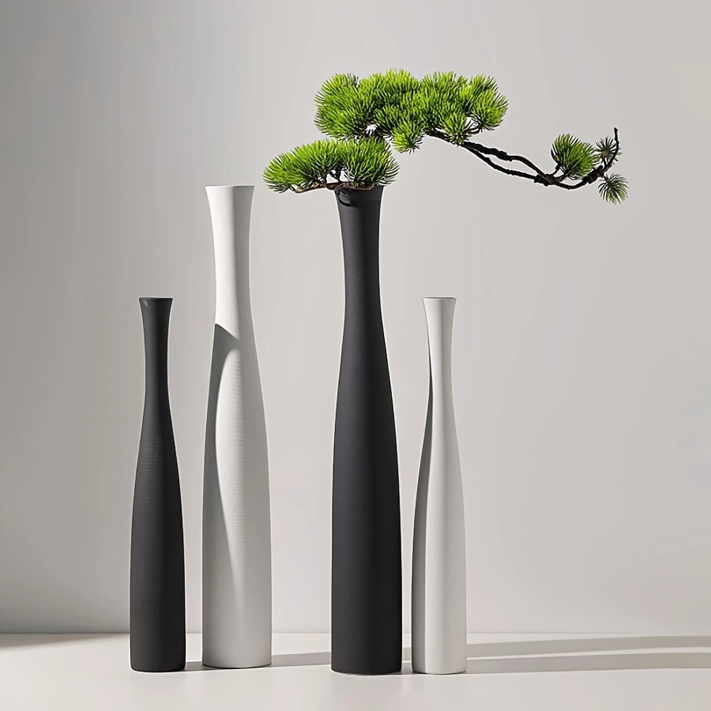 Modern Ceramic Vase White Black Plants Ornaments Minimalist Vase for Living Room Home Office Party Decoration Flower Bottle Peaceful Pleasures Health and Wellness