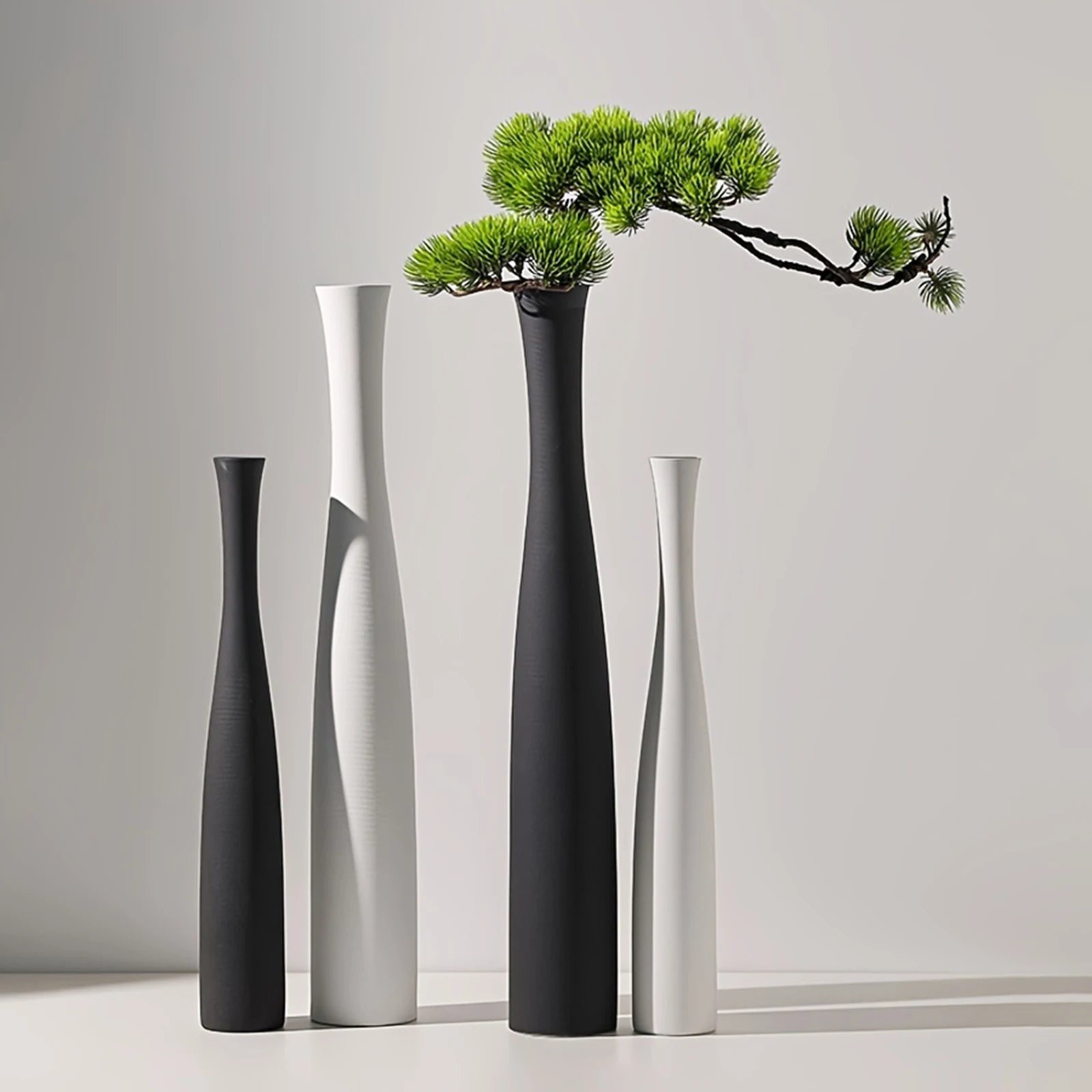 Modern Ceramic Vase White Black Plants Ornaments Minimalist Vase for Living Room Home Office Party Decoration Flower Bottle Peaceful Pleasures Health and Wellness