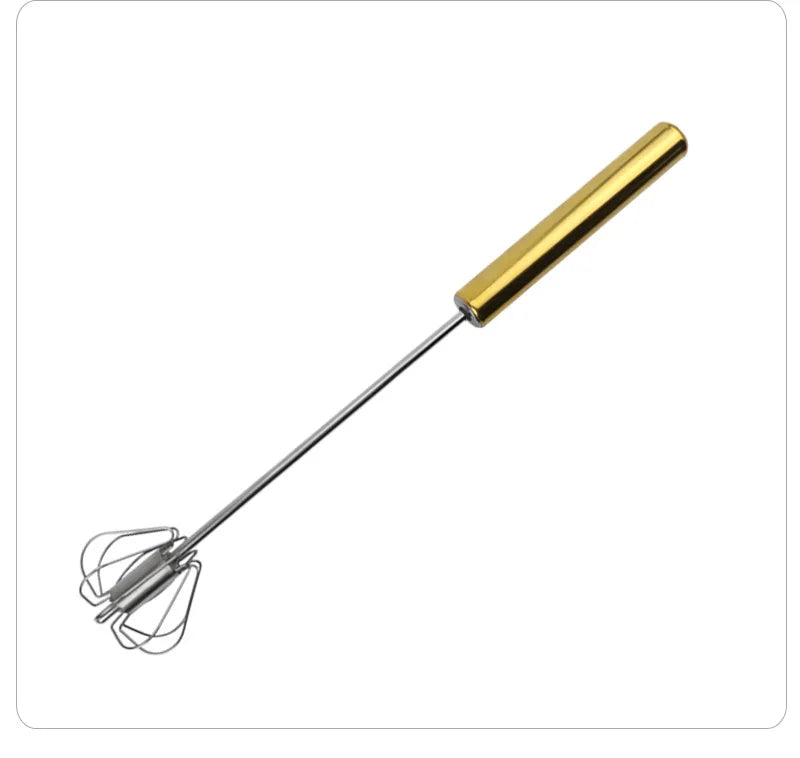 Semi Automatic Mixer Whisk Egg Beater Stainless Steel Manual Hand Mixer Self-Turning Cream Utensils Kitchen Mixer Egg Tools Peaceful Pleasures Health and Wellness gold