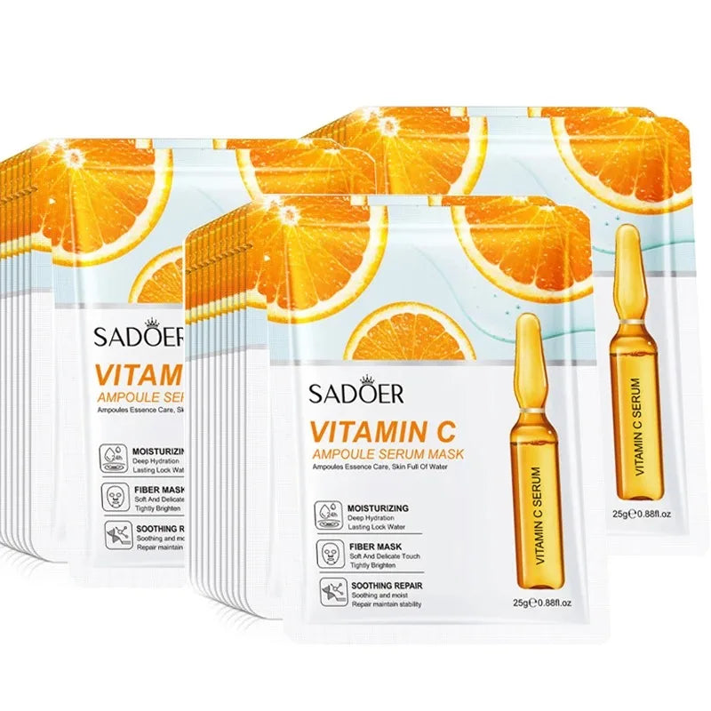 Sadoer 24K Gold Vitamin C & Hyaluronic Acid Face Mask 10-Pc