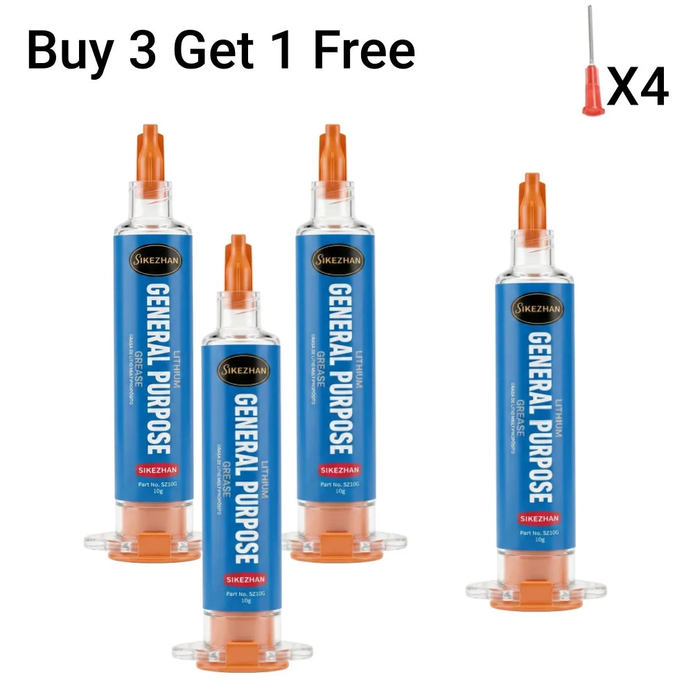 SIKEZHAN General purpose greases 10g Lithium Grease Syringe with Precision Blunt Needle for Mechanical & Electronic Maintenance Peaceful Pleasures Health and Wellness 4PCS