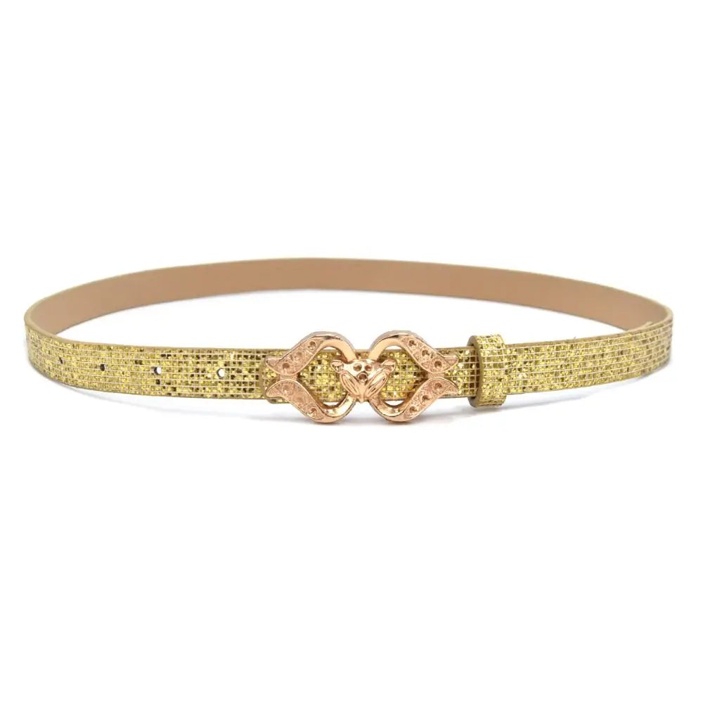 Women's Rhinestone Glitter Belt – Fox Buckle PU Leather