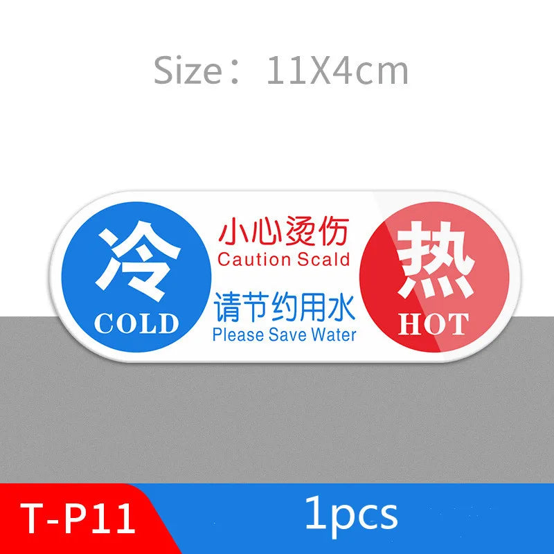 Hot & Cold Faucet Label Stickers – Acrylic Self-Adhesive Signs