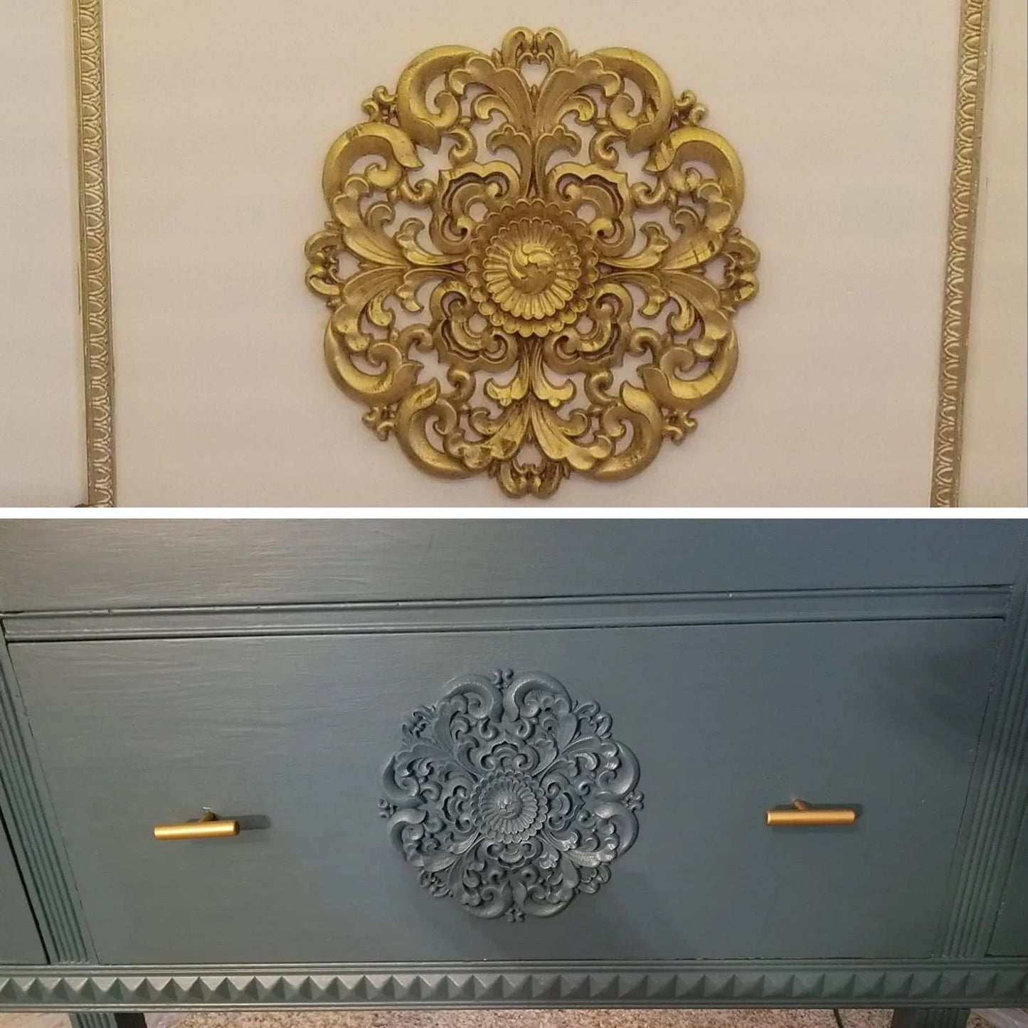 Round Flower Carved Wood Decal | Furniture & Cabinet Applique