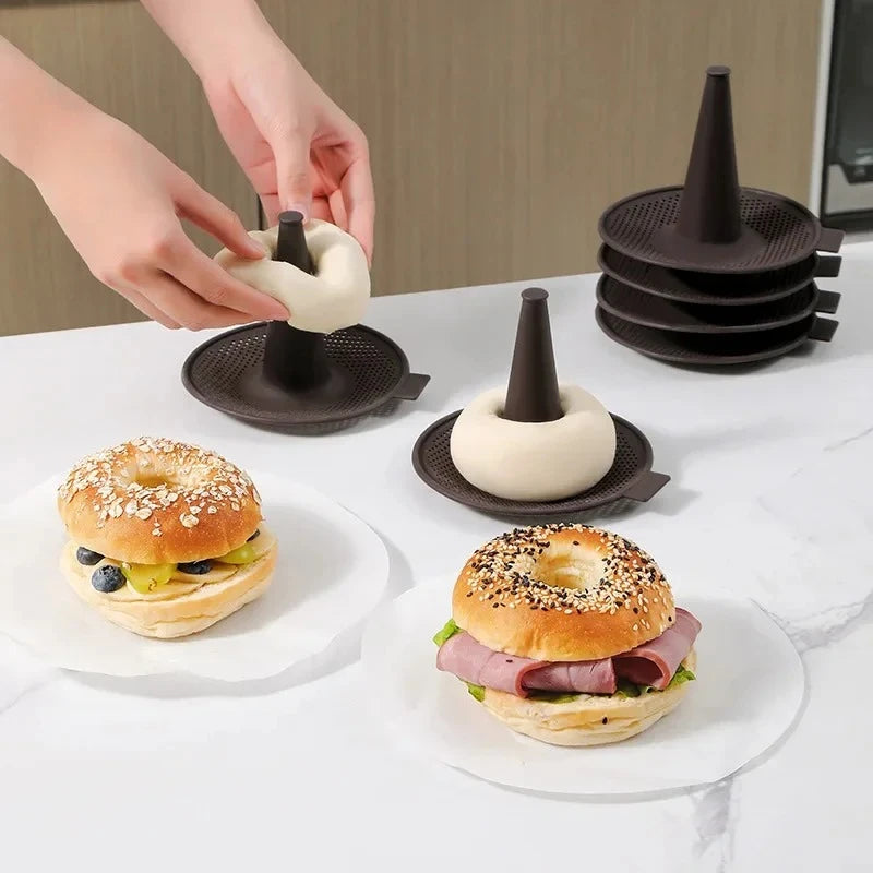 6pcs Bread Donut Silicone Mold Baking Cake Mousse Pudding Mold Oven Mold Kitchen Home Use Baking Supplies Baking Tools Peaceful Pleasures Health and Wellness