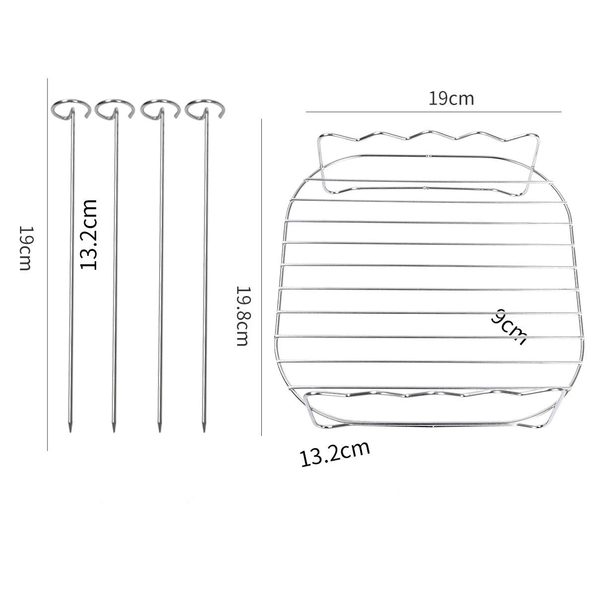 Outdoor grill set with skewers square air fryer grill steamer stainless steel barbecue bracket Peaceful Pleasures Health and Wellness grill Baking stick