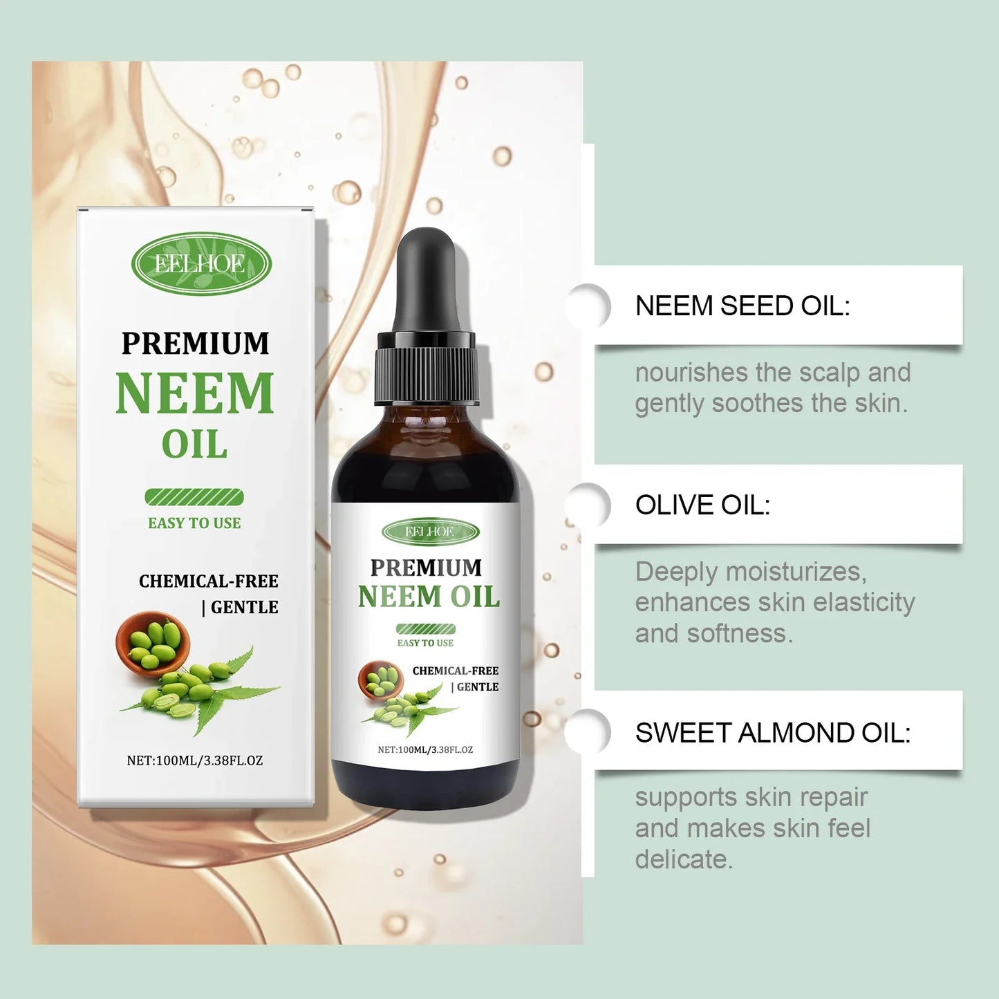 Eelhoe Neem Oil – Scalp, Skin & Nail Nourishing Essential Oil
