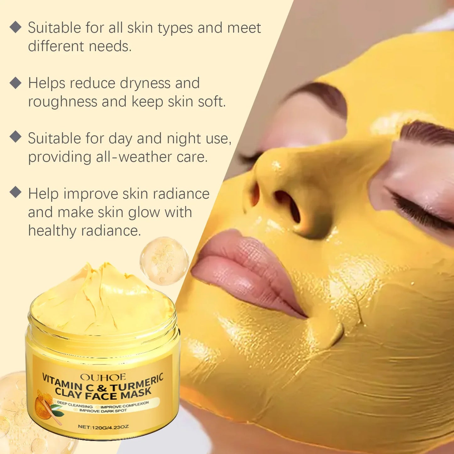 Vitamin C Turmeric Clay Mud Mask – Deep Cleanse & Brighten