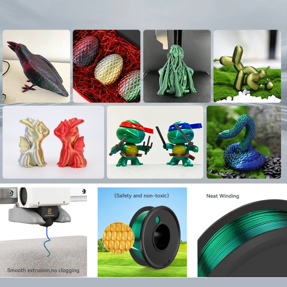 Silk PLA Filament 1.75mm 4-Spool 1KG Bundle for FDM Printers