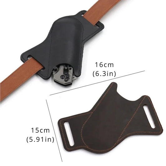 1pcs Leather Anti-scratch Storage Sheath Folding Flick Knife Waist Belt Clip Holder Pocket Knives Pack Tools for Camping Peaceful Pleasures Health and Wellness