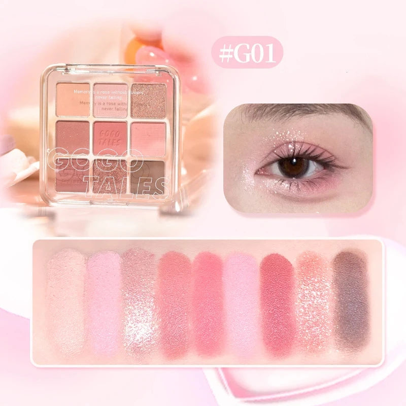Gogotales 9-Color Glitter Eye Shadow Palette – Matte & Shimmer