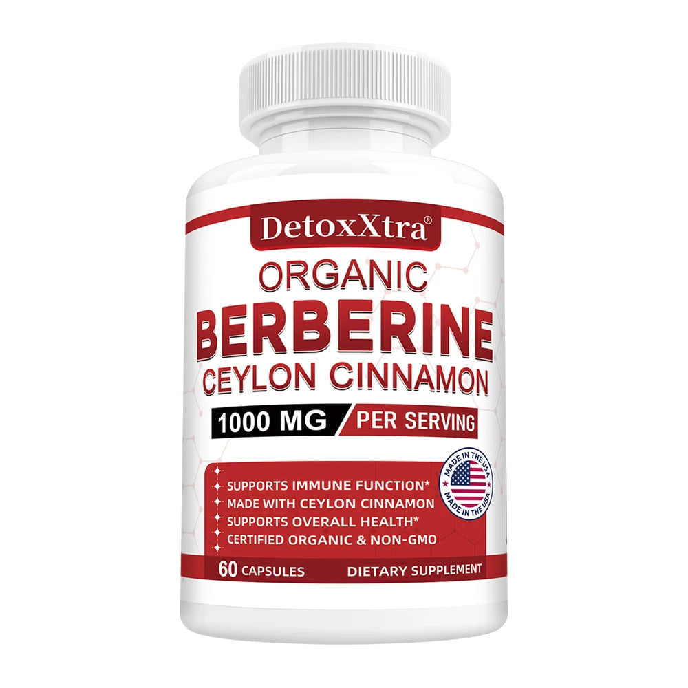Berberine with Ceylon Cinnamon - Boosts Immunity, Promotes Digestive Health, Improves Bodily Functions, Increases Energy Levels Travel Accessories Peaceful Pleasures Health and Wellness 60 count-1bottle