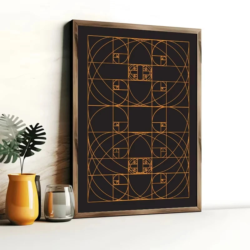 Fibonacci Spiral Golden Ratio Canvas Wall Art | Science Decor