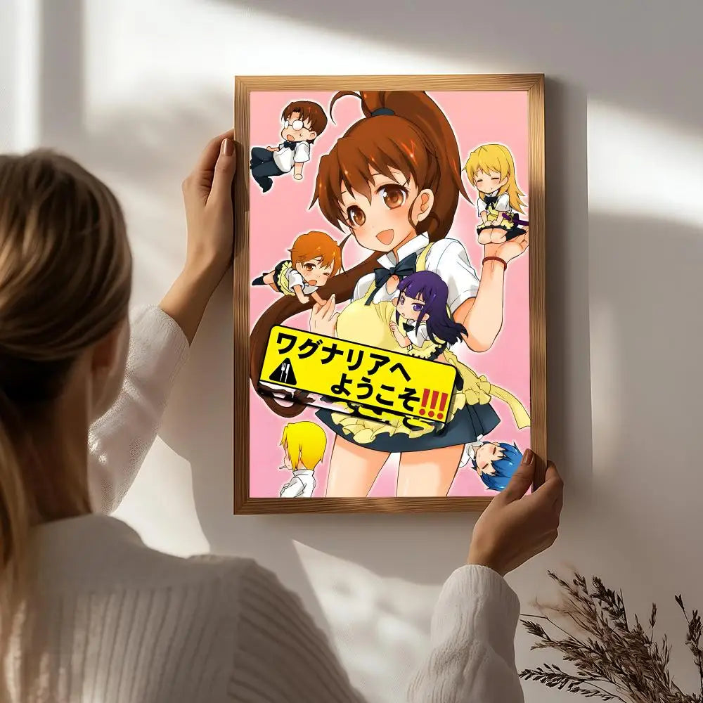 Anime W-Working!! Poster HD Self Adhesive Waterproof Wall Art Ideal for Home Office Dorm Bedroom Great Gift Peaceful Pleasures Health and Wellness White2 50X70cmNoframe