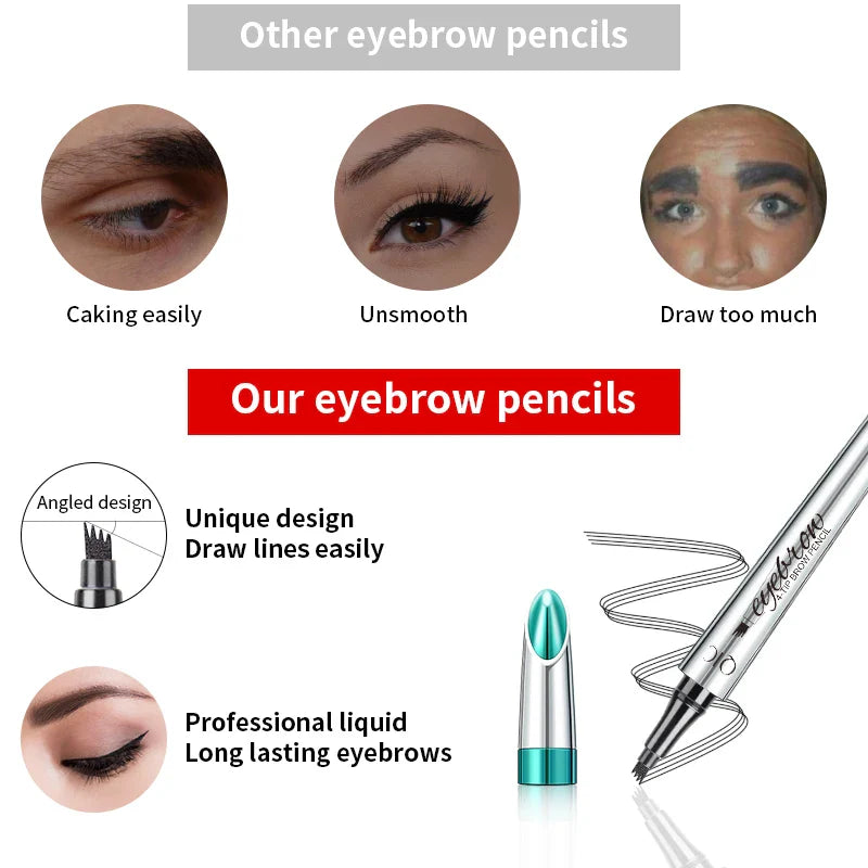 QIC 4-Tip Waterproof Eyebrow Pencil – Long-Lasting Brow Definer