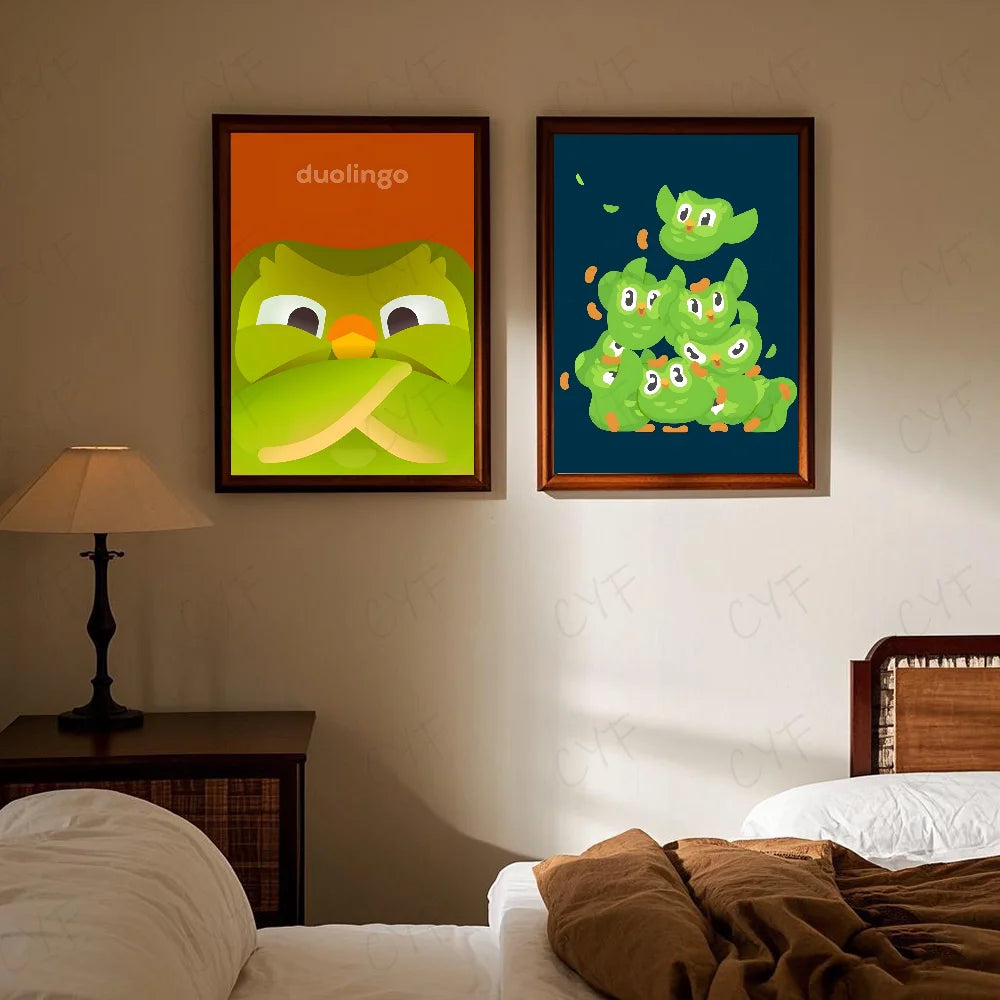 Duolingo Owl Duo 2 Poster HD art sticky wall waterproof home living room bedroom bar aesthetic decoration Peaceful Pleasures Health and Wellness
