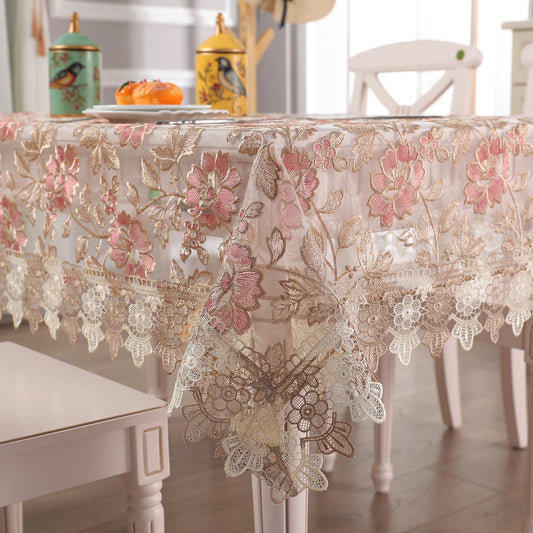 Battilo Luxury Embroidered Lace Tablecloth | Dining & Wedding Embroidered Tablecloth Peaceful Pleasures Health and Wellness