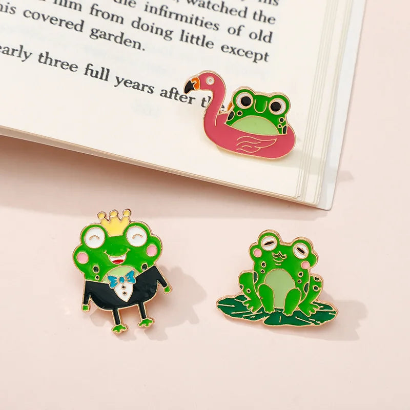 Funny Frog Zinc Alloy Brooch – Cartoon Animal Badge Pin
