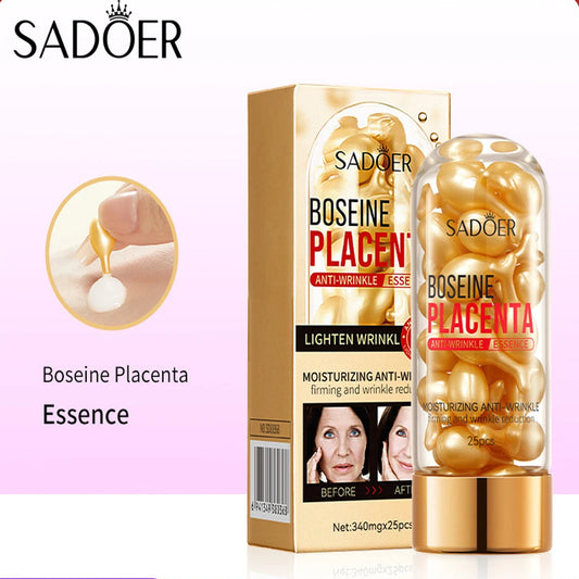 25pcs Placenta Capsules Serum Spot Acne Remover Whitening Face Serum Anti-Wrinkle Firming Brighten Skin Care Cosmetics Essence Peaceful Pleasures Health and Wellness