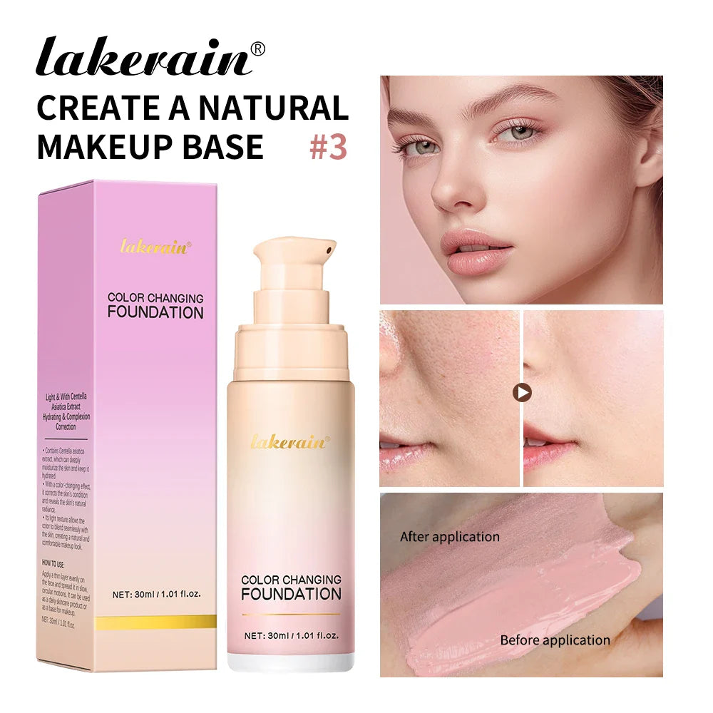 Lakerain Color Changing Foundation 30ml – Lightweight & Hydrating