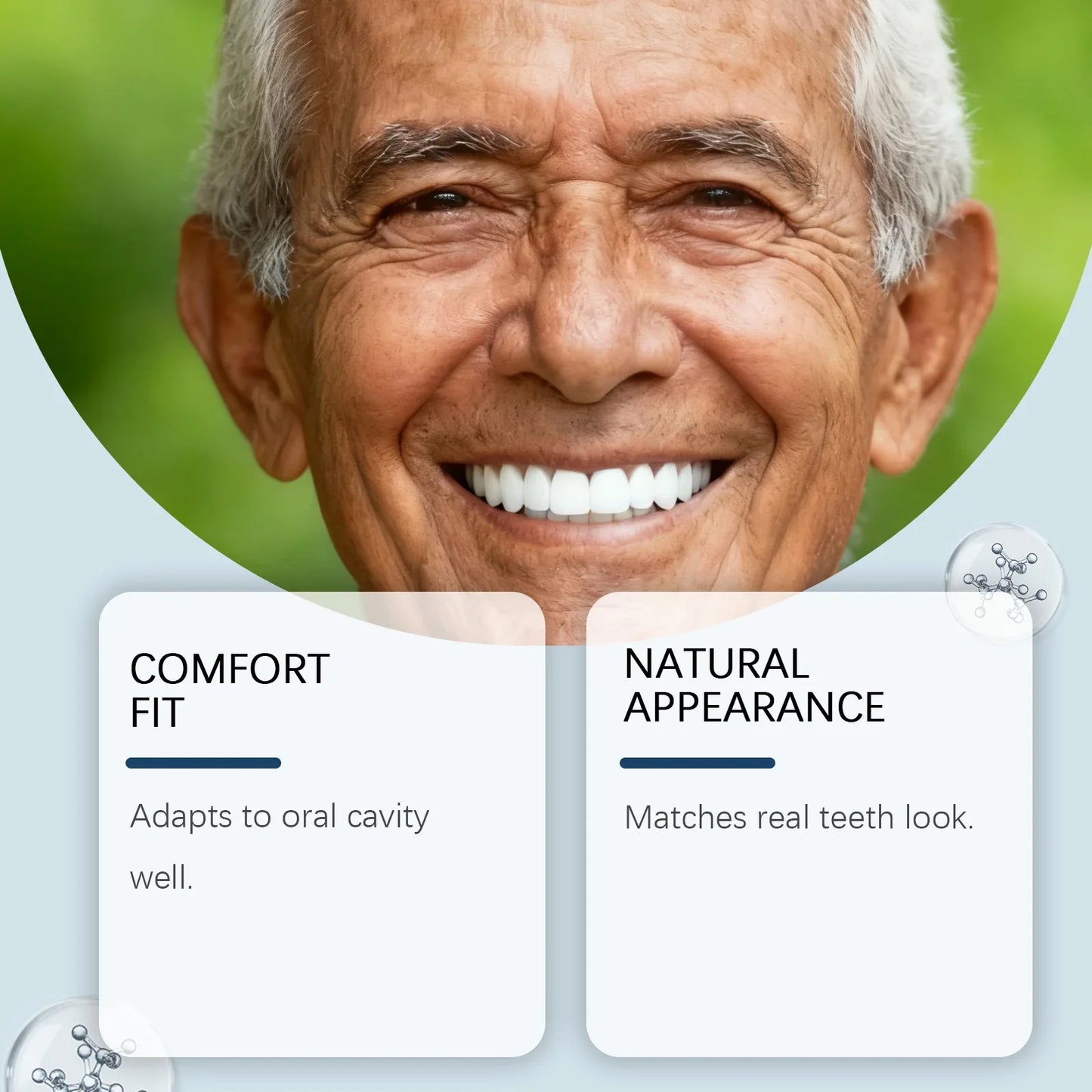 Adjustable Silicone Dentures Full Set – Natural Smile for Men & Women