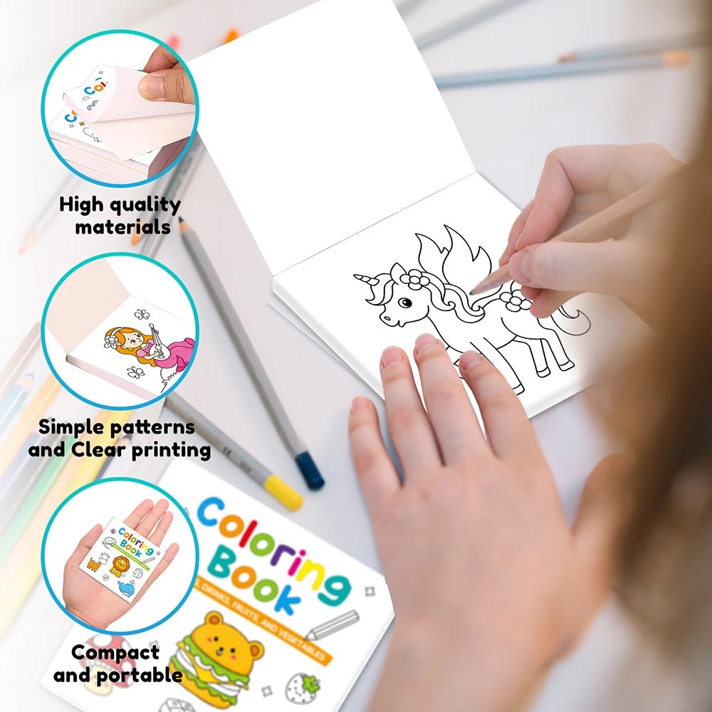 50 Sheets Mini Coloring Book Cartoon Convenient Graffiti