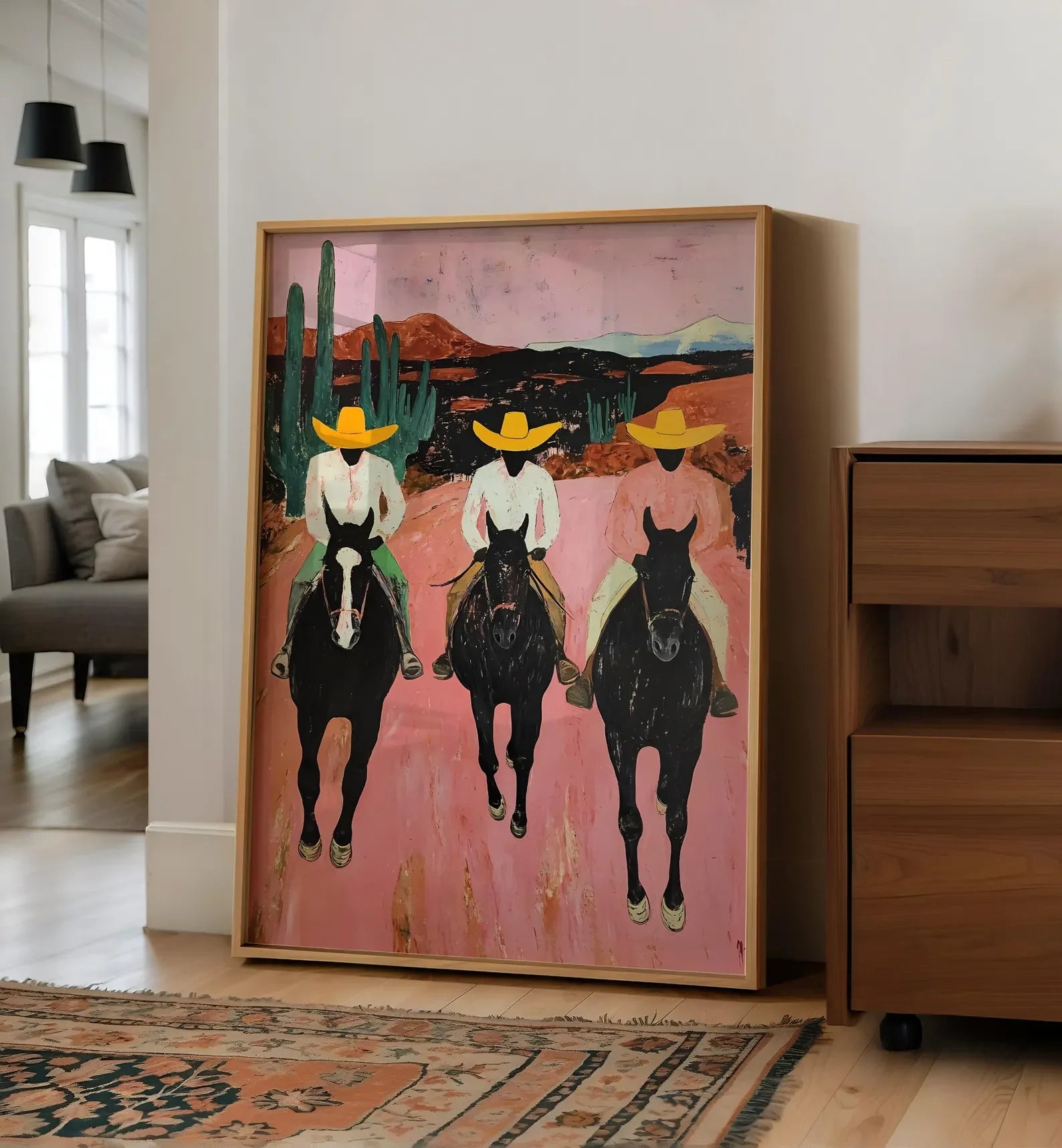 Southwestern cowboys Print, colorful abstract western horse painting, modern country cowboy poster, eclectic printable wall art Peaceful Pleasures Health and Wellness