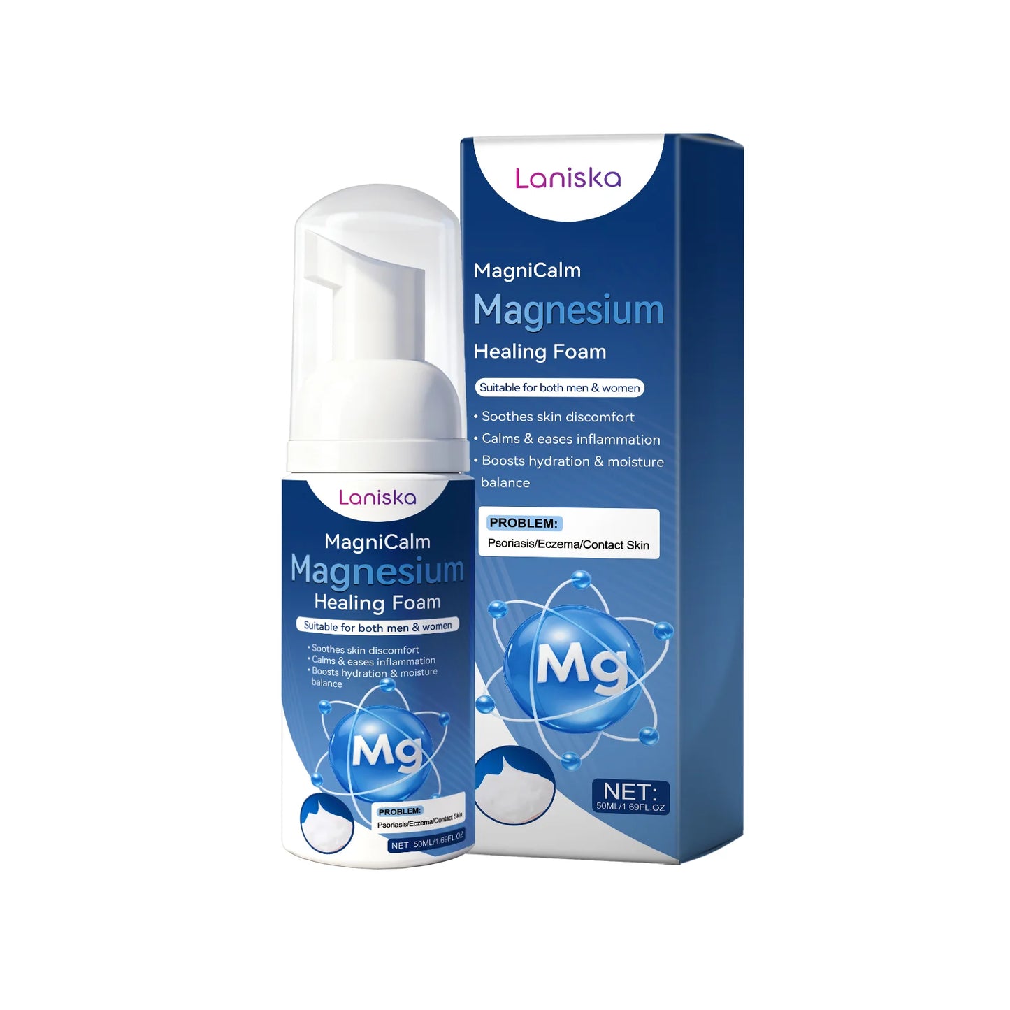 Magnesium Soothing Foam Moisturizing Anti-Sensitivity Relieve Redness Dry Itching Barrier Protection Relaxation Health Body Care Peaceful Pleasures Health and Wellness 50ml boxed
