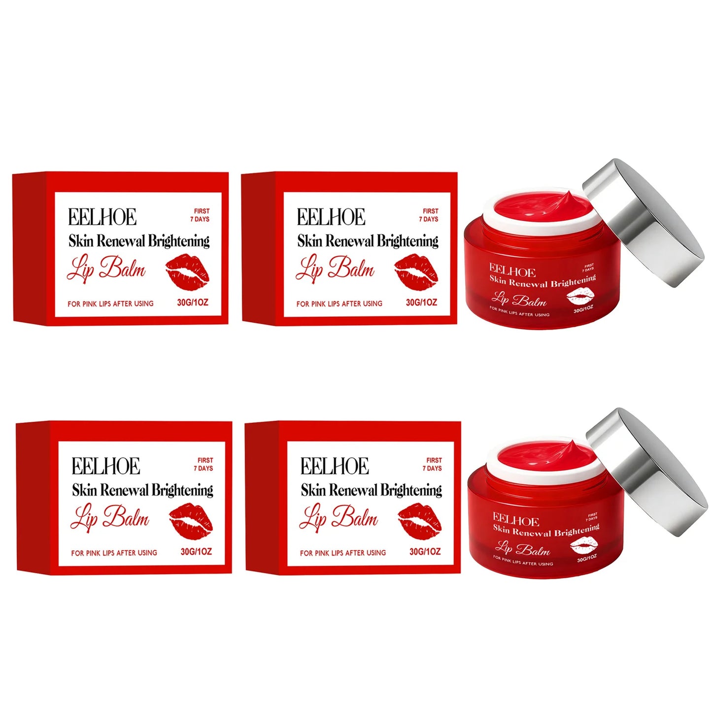 Hydrating Lip Balm Fading Lip Lines Reduce Dryness Lighten Pigmentation Brightening Moisturizing Soft Plump Pink Lips Care Cream Peaceful Pleasures Health and Wellness 4 x 30G Boxed