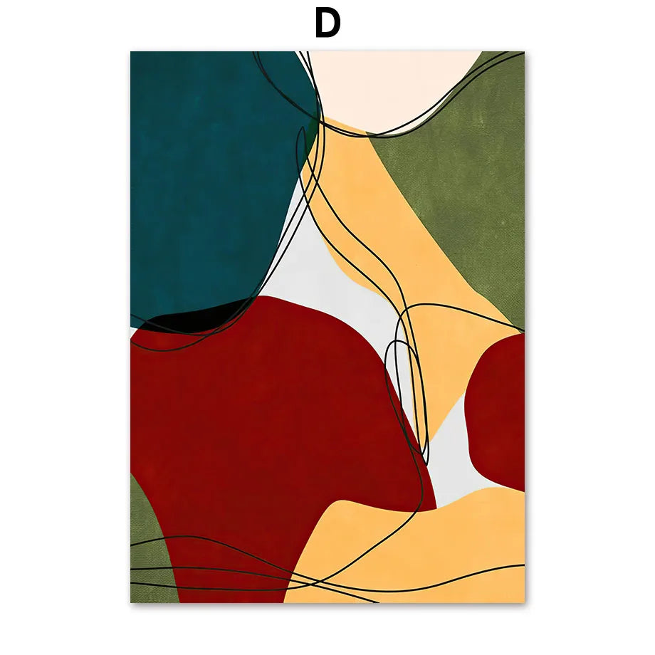 Boho Tropical Canvas Wall Art | Abstract Woman & Palm Leaf Print