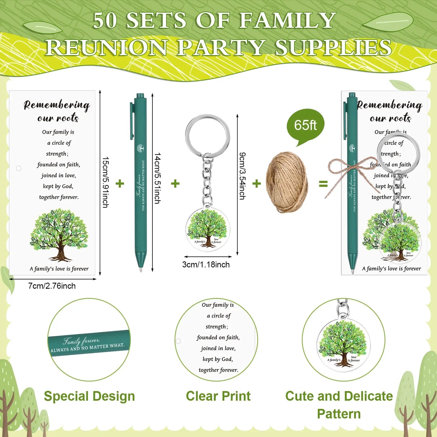 50-Set Family Reunion Favors – Pens, Keychains & Bookmarks
