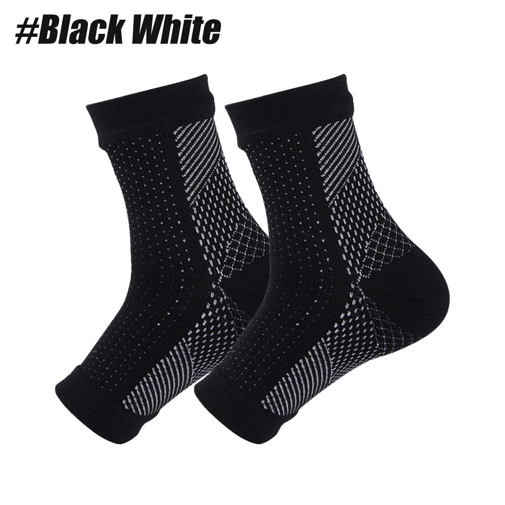 WEFITON Neuropathy Compression Socks – Ankle & Arch Support Compression Ankle Socks Peaceful Pleasures Health and Wellness BlackWhite-1Pair L/XL