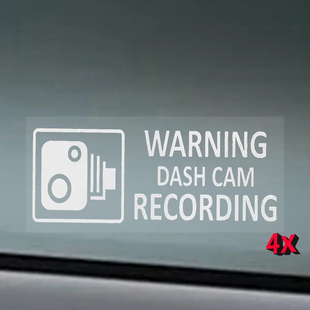4X Small In Car Camera Recording Stickers Van Lorry Truck Taxi Bus Mini Cab Minicab Window Dashcam White on Clear Window Version Peaceful Pleasures Health and Wellness