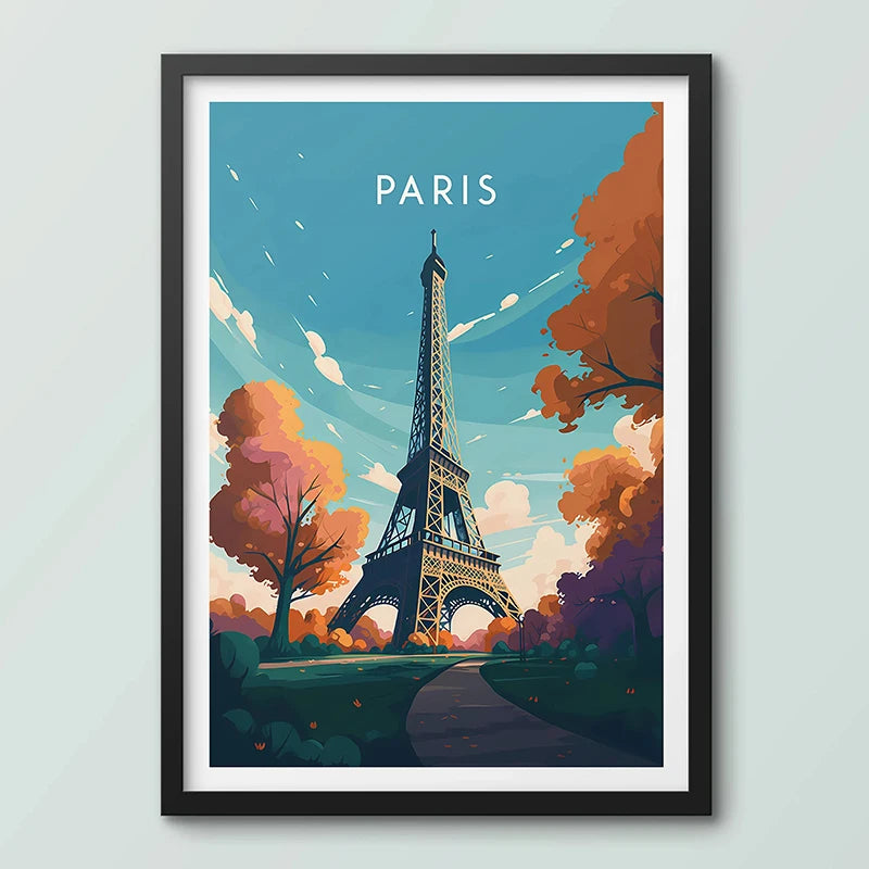 Paris Eiffel Tower Canvas Wall Art | France Travel Poster